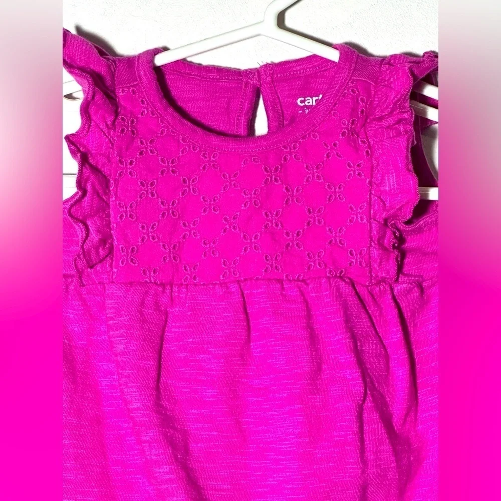 Carter's Pink Baby Romper with Eyelet Detail on top size 3 months